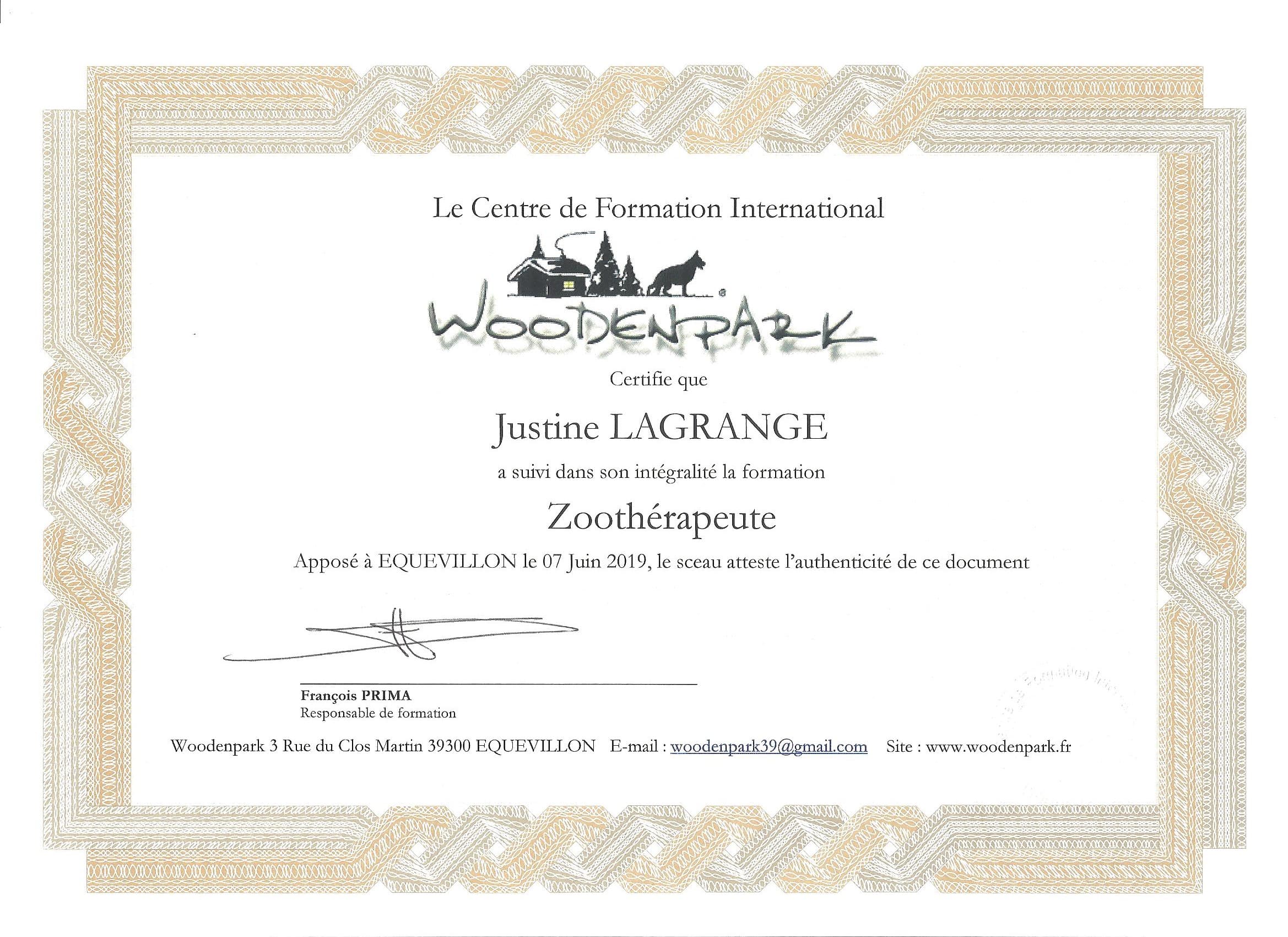 Diplôme zoothérapie